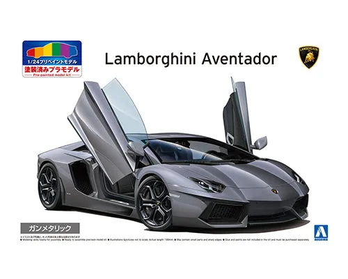 11 Lamborghini Aventador Gun Metallic Car (Pre-Painted) 1/24