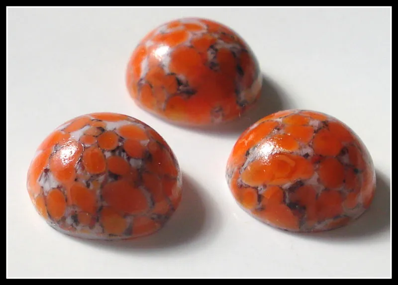 11mm (1684) Coral Matrix Round Cabochon
