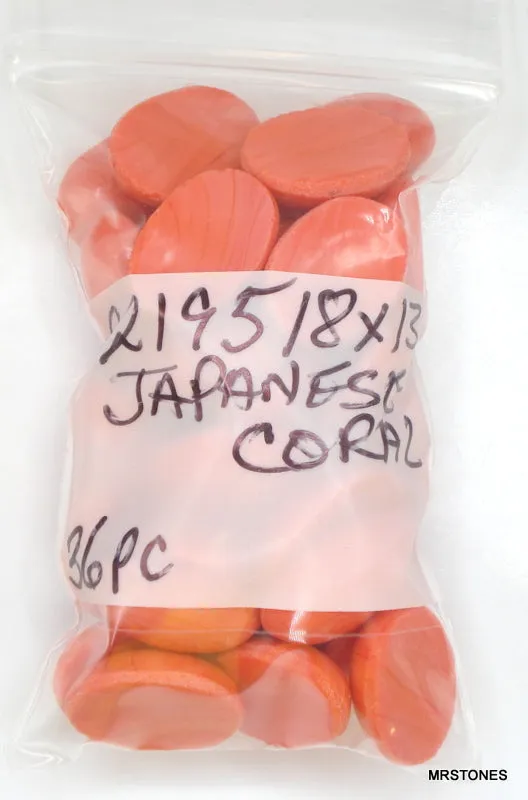 18x13mm (2195) Japanese Coral Glass Oval Cabochon