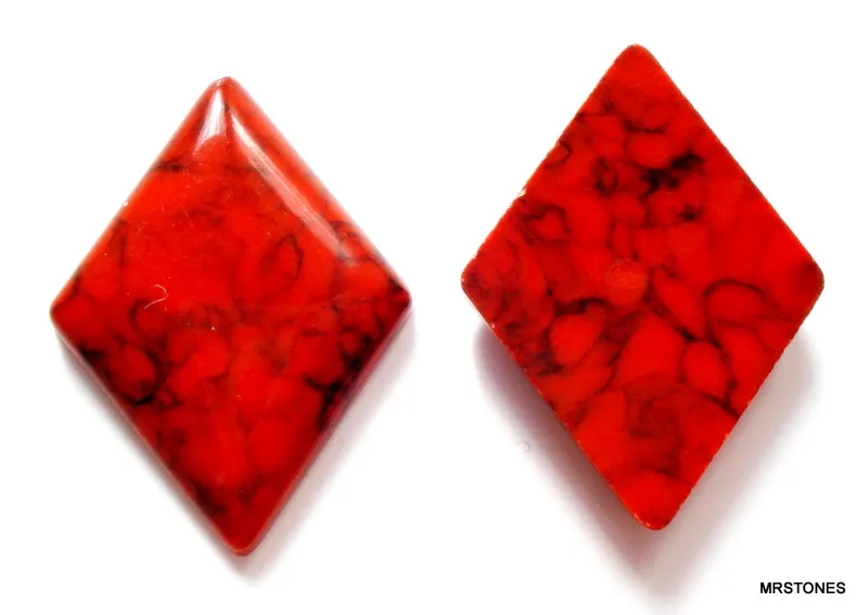25x18mm Acrylic Coral Matrix Diamond Shape Flatback