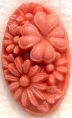 26x15mm Oval Glass Coral Molded Flower