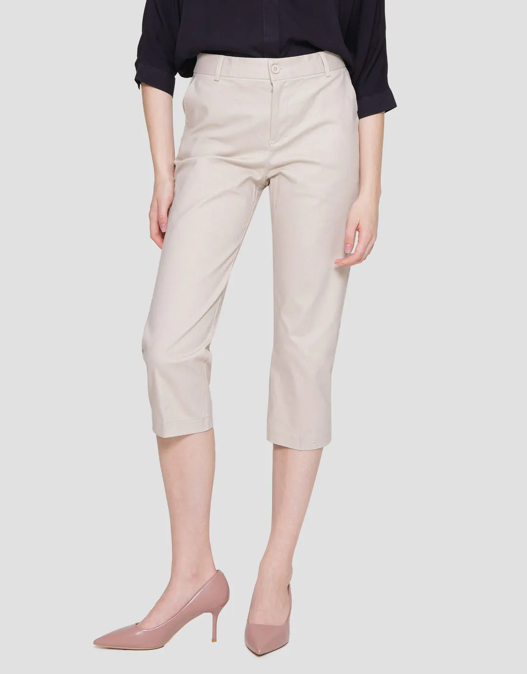 Connexion Crop Cotton Stretch Celana Panjang Wanita