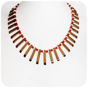Coral, Ostrich shell and Hematite Necklace