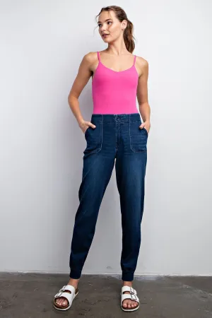 DK DENIM COTTON STRETCH DENIM JOGGERS