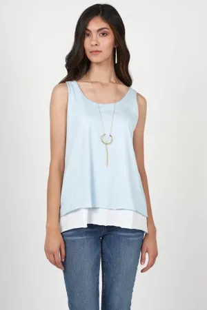 Double Layer Tank in Soft Blue