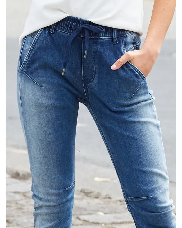 Monaco Jeans Alex Boyfriend Denim Jogger - Blue Wash