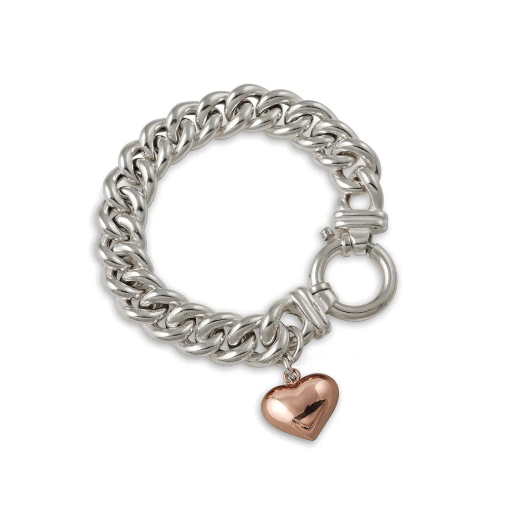Von Treskow Small Mama Bracelet with Rose Gold Puff Heart